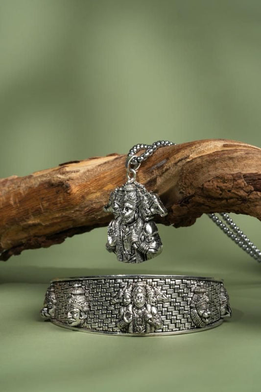 Set of Hanuman Ji Panch Mukhi (Kada & Pendant )
