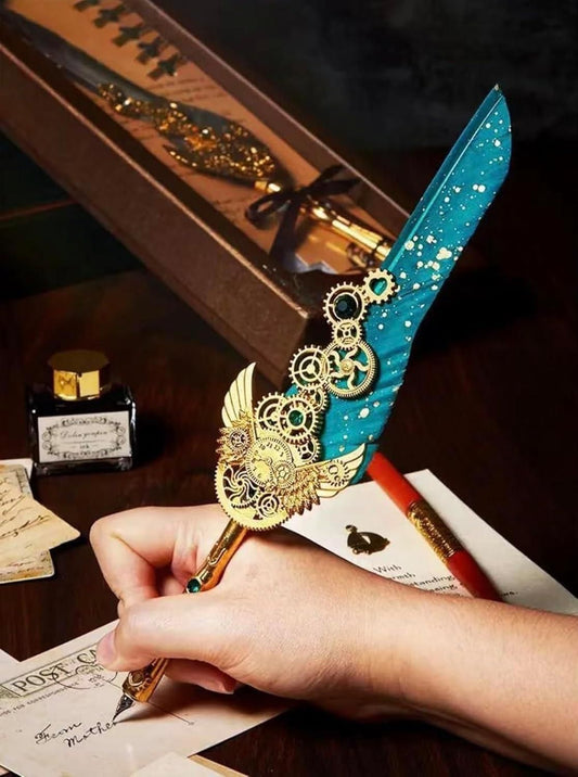 A Quill Feather Pen and Ink Set